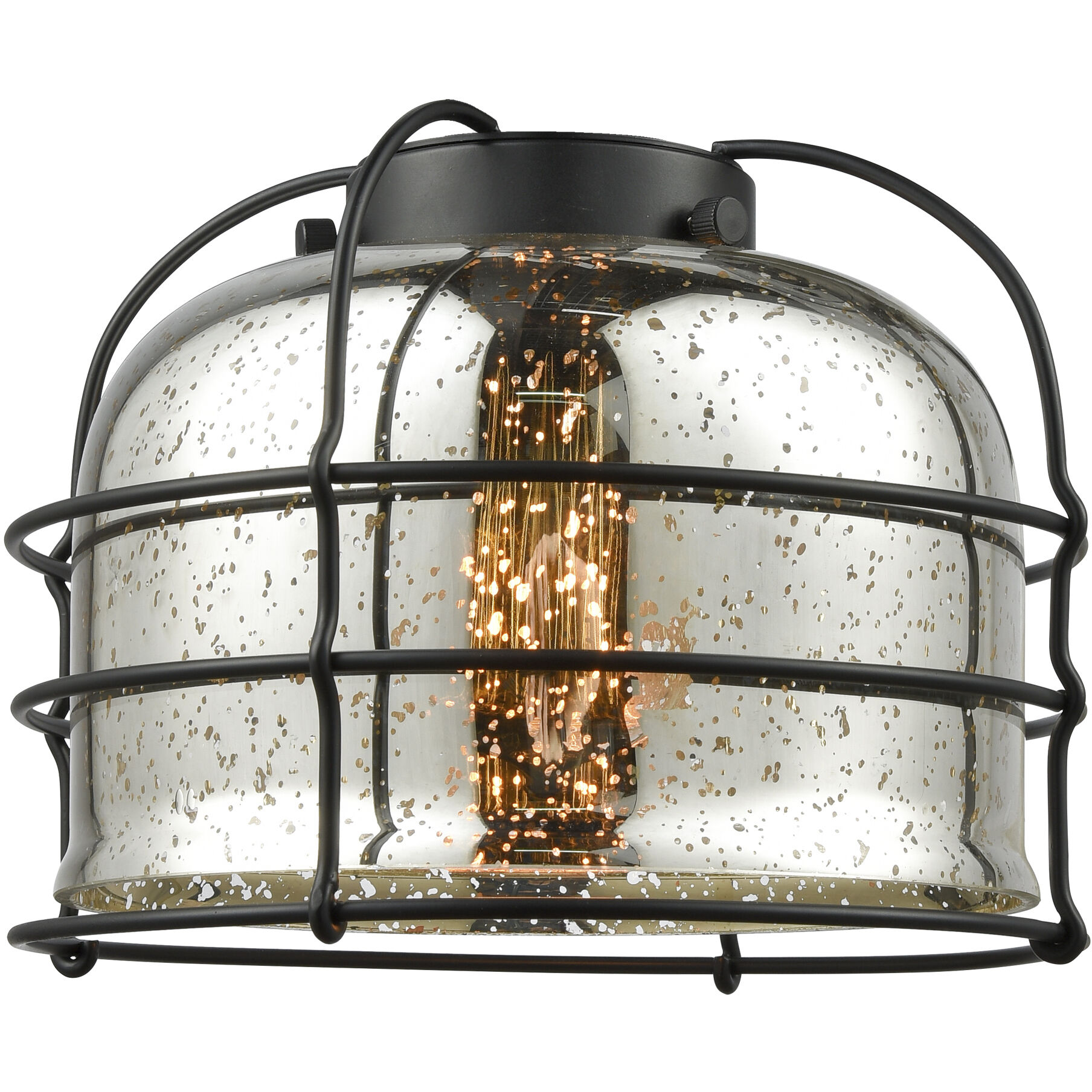 Franklin Restoration Bell Cage 1 Light 9 inch Matte Black Mini Pendant Ceiling Light in Incandescent, Silver Plated Mercury, Franklin Restoration